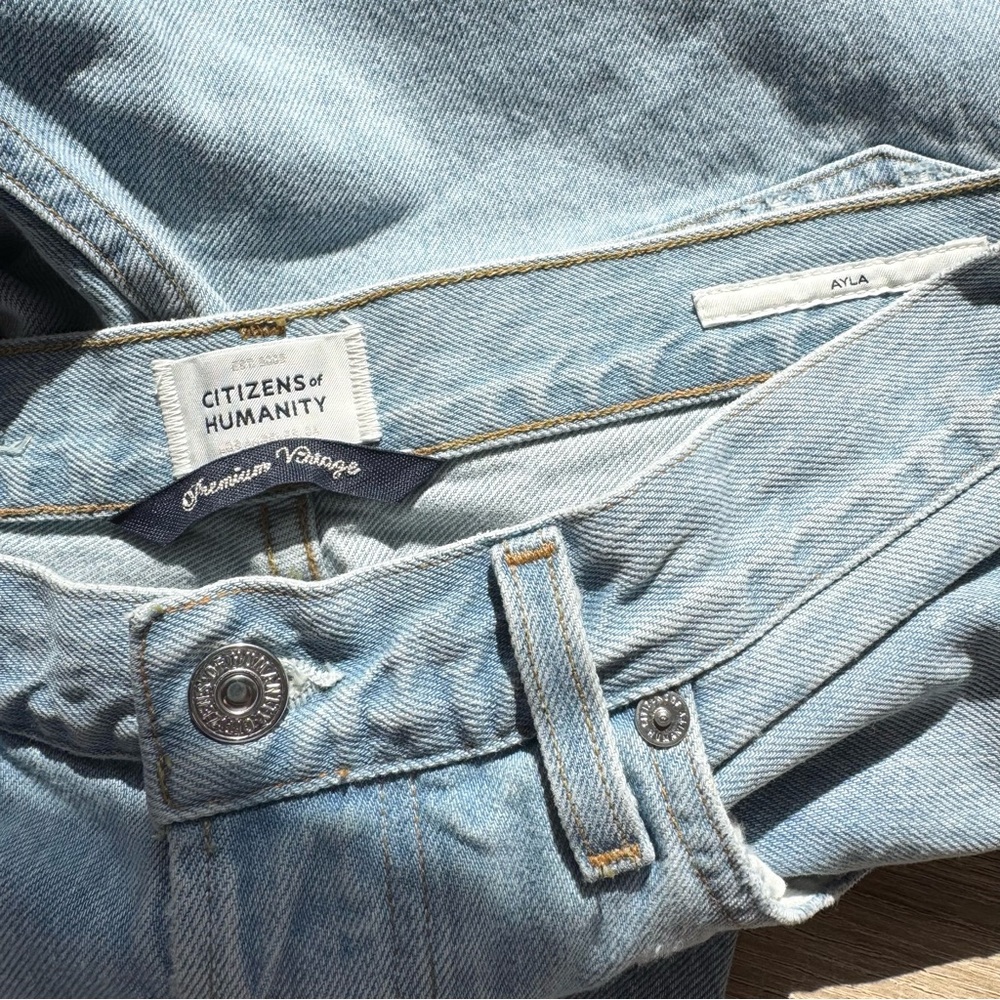 Citizens of Humanity Ayla Baggy Cuffed Crop Wide Leg Jeans Gemini Light Blue 28 - Picture 7 of 15